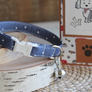 Blauwe polkadot halsband, 1/2" halsband, theekopje halsband, puppyhalsband, kleine halsband, minihalsband, niet-afbreekbare halsband, huisdiercadeaus