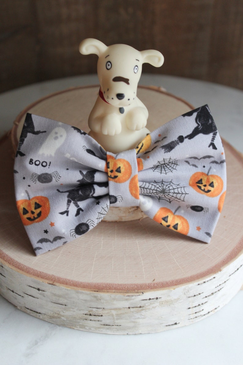 Halloween Dog Collar Bow Tie, Pumpkin Cat Bow Tie, Fall Doggie Bow Tie, Black Witches Bow Tie, Pet Accessories, Pet Gifts,Halloween Bow Ties image 2