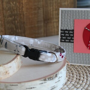 Gray Floral Dog Collar, 1/2" Dog Collar, X Small Dog Collar, Puppy Dog Collar, Tiny Dog Collar, Mini Collar, Non-Breakaway Collar, Pet Gifts