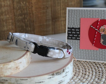 Collar de perro floral gris, collar de perro de 1/2", collar de perro pequeño X, collar de perro cachorro, collar de perro pequeño, mini collar, collar no separable, regalos para mascotas