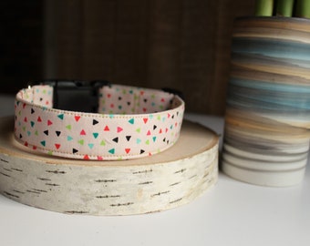 Cream Dog Collar, Geo Print Dog Collar, Cute Collars, Fabric Dog Collar, Trendy Dog Collar, Custom Dog Collar, Pet Gifts, Handmade Collar