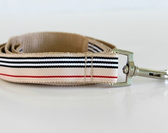 Leiband, beige en rode leiband, trendy leiband, leiband, gestreepte hond lood, elke lengte leiband, stof leiband, hond lood, Kendall leiband