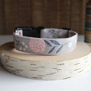 Gray Dog Collar, Floral Print Dog Collar, Cute Collars, Fabric Dog Collar, Trendy Dog Collar, Custom Dog Collar, Pet Gifts,Handmade Collar