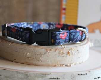 Collar floral azul, collar de perro de 1/2", collar de perro personalizado, collar de perro de papel de rifle, collar de perro pequeño, collar pequeño, collar no separable, regalos para mascotas