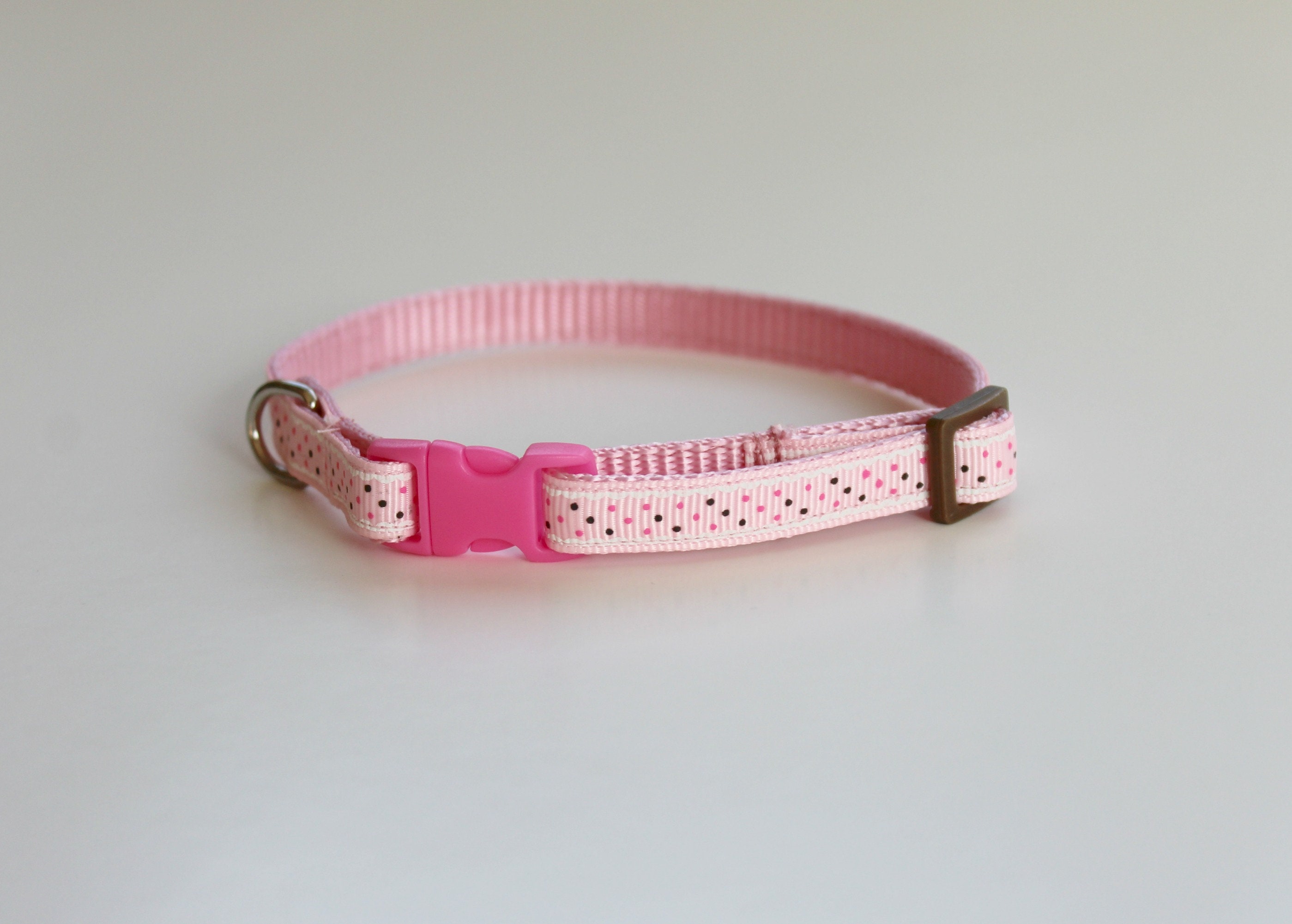 Cat Collar Pink Cat Collar Kitten Collar Cute Collar Polka Etsy