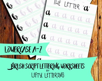 Brush lettering worksheets // Brush lettering practice sheets // Brush script lettering lowercase worksheets // Brush lettering beginner