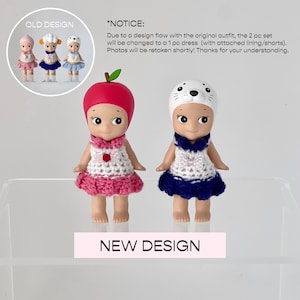 Sonny Angel Handmade Clothes - &quot;Angels by Moonlight&quot; Halter Dress with Beaded Bow + Pleats (Customizable Doll Clothes, Collector Gift)