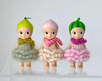 Sonny Angel handgemaakte kleding - "Angels in Paris"-jurk en sjaal (aanpasbare poppenkleertjes, verzamelcadeau)