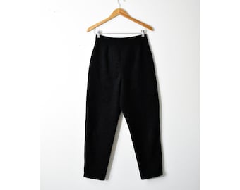 Vintage Tapered Trousers Women 28 Black Excellent High Waisted Minimalist