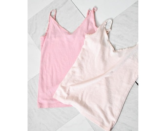 Q&A Camisole Tank Tops Women XL Pink Peach Y2K 2-Pack V-Neck Strappy