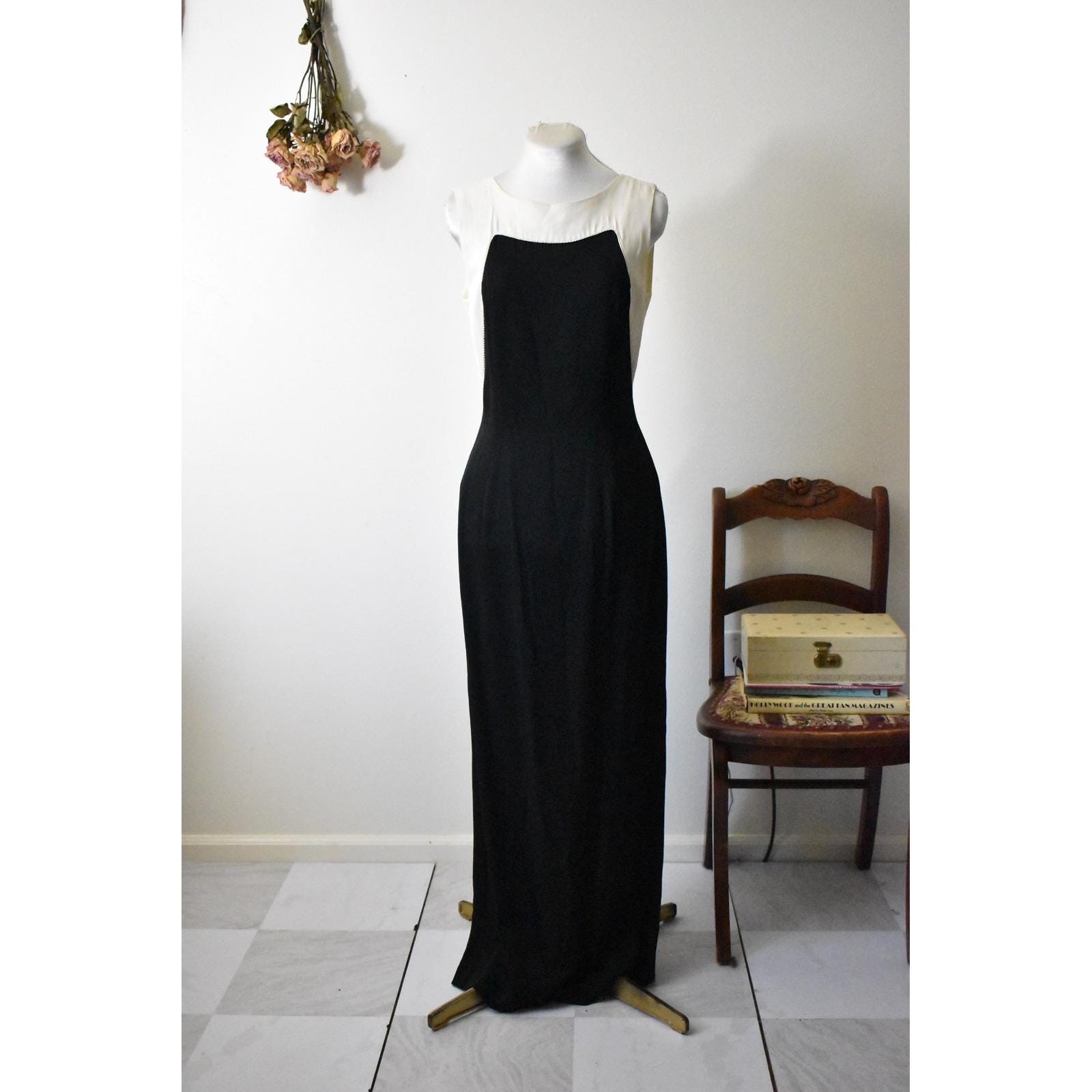 90s Black Evening Dress - Etsy