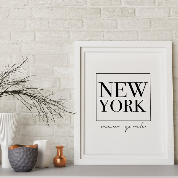 New York Serif Print, New York City, New York Wall Art, New York Letters Print, Loft Wall Decor, New York Love, Born and Raised NYC, NYC