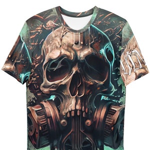 Graffiti Style Shirt, Skull Gas Mask VINSON Signature Series All-Over-Printed Graffiti T Shirt, Hip Hop Shirt