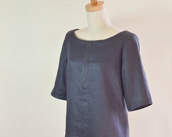 Linen breastfeeding snap shirt - Charcoal