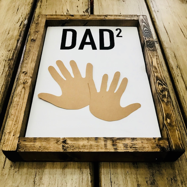 Dad Wooden Sign Fathers Day Gift Handprint Art Dad Handprint Wooden Sign