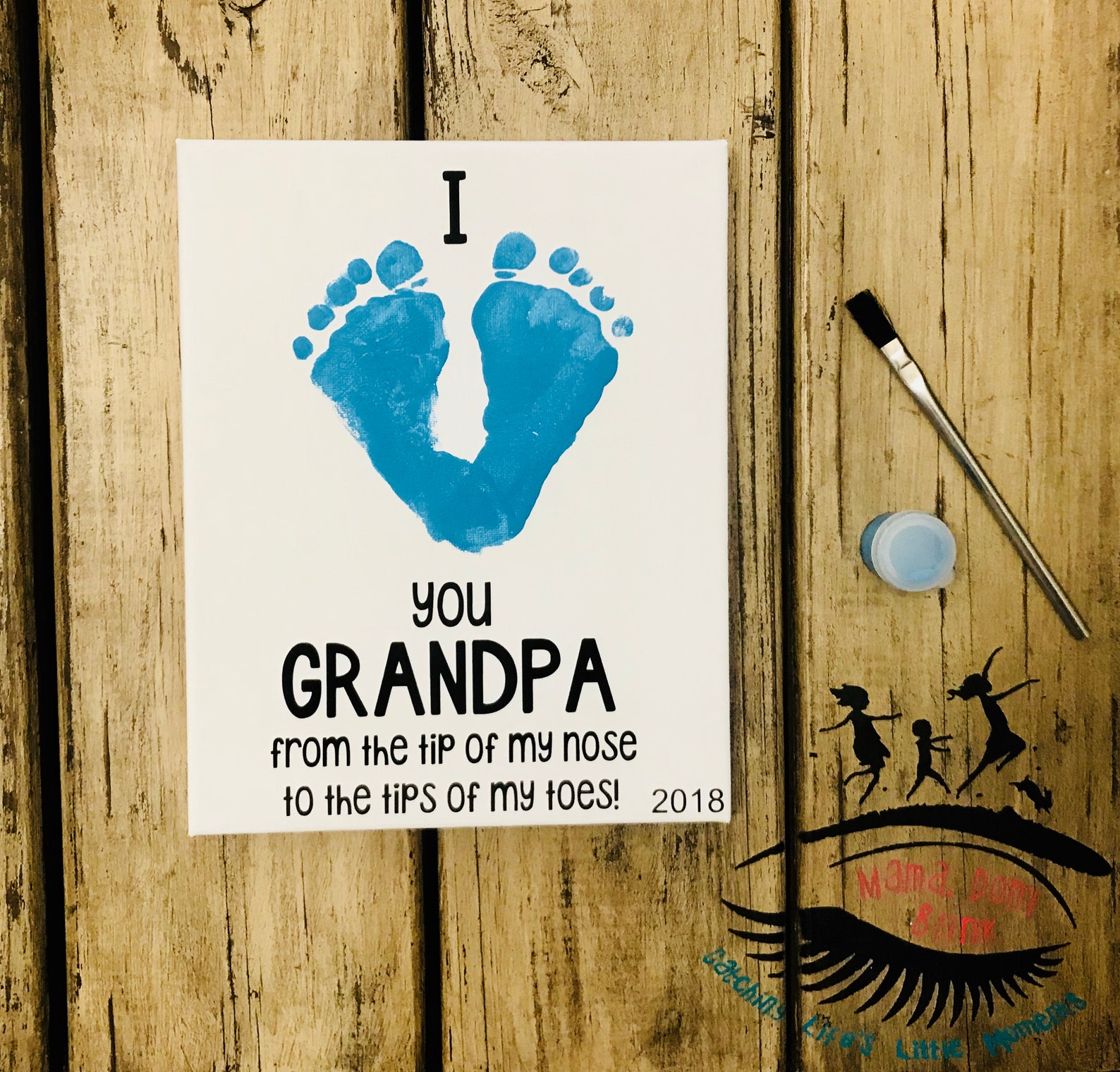 I Love Grandpa Toddler Footprint Art Baby Footprint Art Etsy