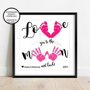 Love You To The Moon And Back Wooden Sign Handprint And Etsy Love You To The Moon And Back Wooden Sign Handprint And Etsy