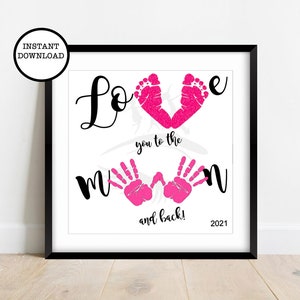 Love You To The Moon And Back Wooden Sign Handprint And Etsy Love You To The Moon And Back Wooden Sign Handprint And Etsy