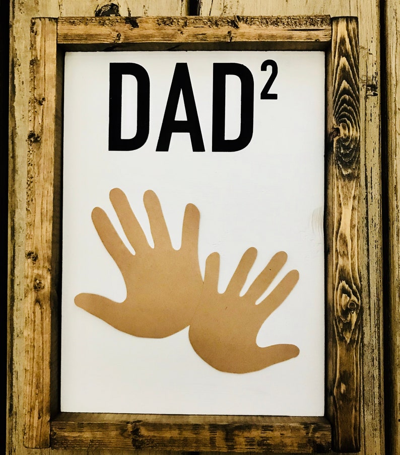 Dad Wooden Sign Fathers Day Gift Handprint Art Dad Handprint Wooden Sign