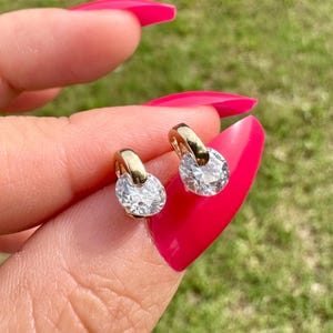 Vintage Estate 90&#39;s Spinner CZ Solid 14k Yellow Gold Studs Earrings