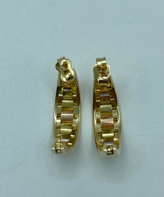 Vintage Italian Solid 14K Tri Gold Woven Tapered … - image 4