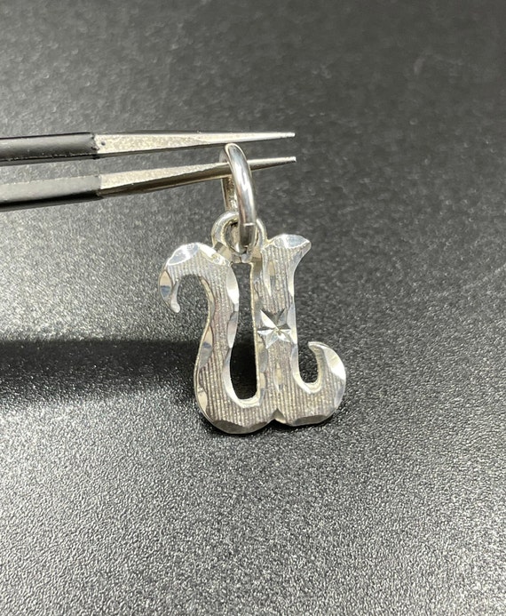 Celestial Vintage Cursive Initial U Sterling Silv… - image 1