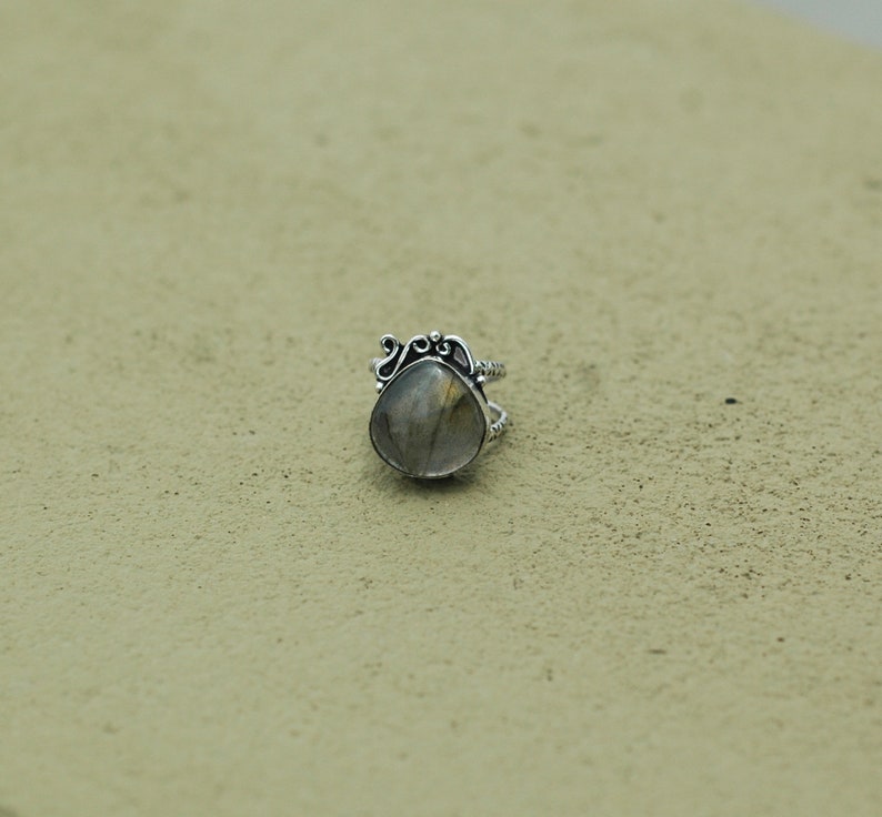 Women Statement Ring Labradorite Ring Silver Plated Ring Handmade Silver Ring Gift for her New Year/'s Gift Gemstone Silver Ring
