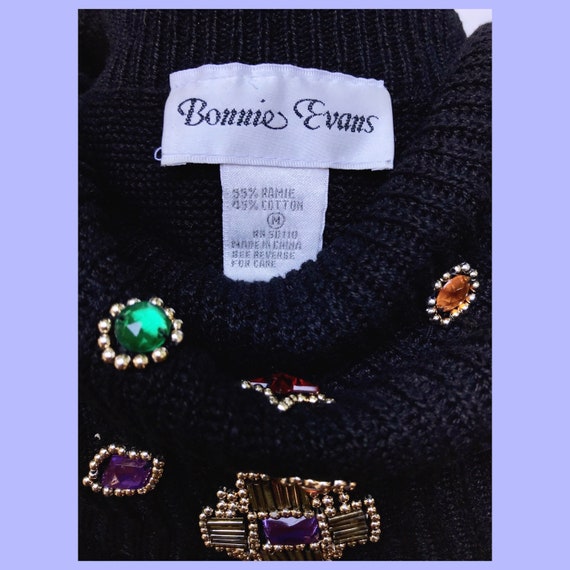 vintage 90s jeweled collar off-the-shoulder sweat… - image 4