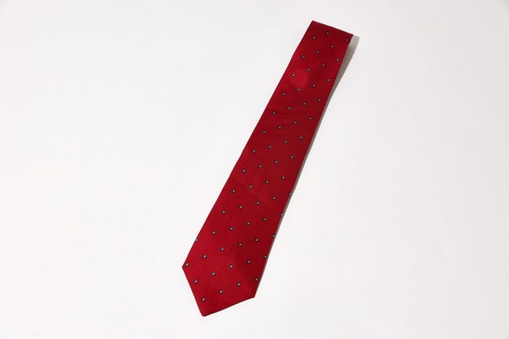 70s vintage Bullocks red 100% silk neck tie - image 1