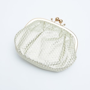 50s/60s unbranded warm silver mini clutch with gold tone details