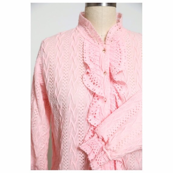 vintage 60s unbranded bubblegum pink pointelle kn… - image 6