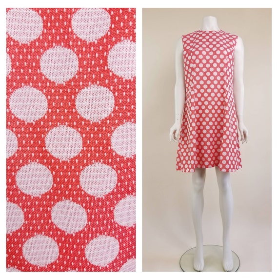 60s MOD Retro unbranded red & white large polka do