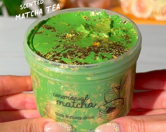 Ceremonial Matcha, Green Thick & Gloss Slime, Matcha Green Tea Scented Slime, Slime with Gold, Matcha Gift, Slime Shop, Slime Fantasies