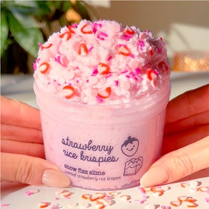 Strawberry Rice Krispies, Pink Crunchy Snow Fizz Slime, Scented Slime with Sprinkles, Cute Slime, Slime Fantasies, Slime Shops