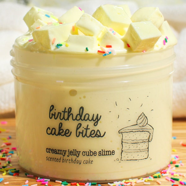Birthday Cake Bites, Jelly Cube Slime, Birthday Cake Scented Slime, Birthday Slime, Slime with Sprinkles, Slime Shops, Slime Fantasies