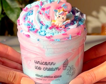 Unicorn Ice Cream, Cotton Candy Slime, Pink & Blue Cloud Creme Slime, Slime with Sprinkles + Charm, Slime Fantasies, Slime Shops