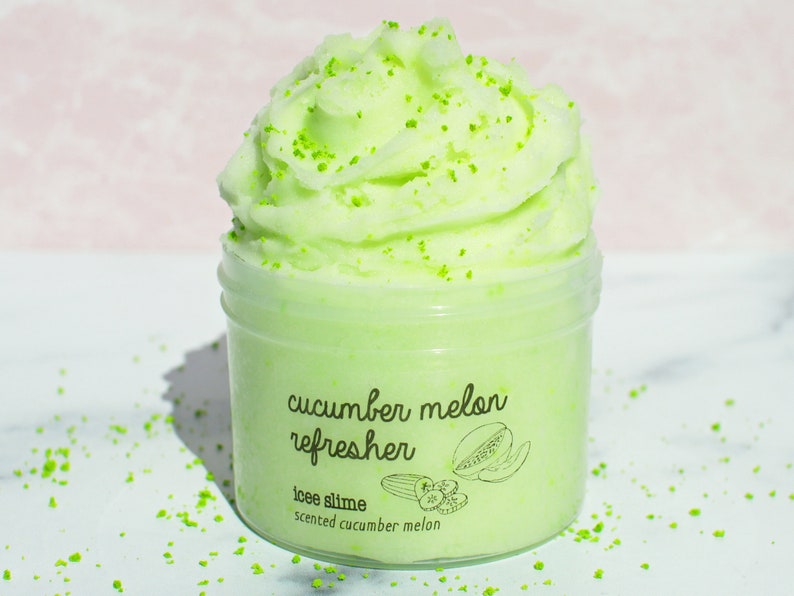 Cucumber Melon Freeze, Green Icee Slime, Cucumber Melon Scented Slime, Satisfying Snow Slime, Refreshing Slime, Slime Shops, Slime Fantasies image 2