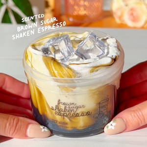 Espresso secoué au sucre brun, slime à faire soi-même, slime parfumé au café, slime transparent + slime au beurre, cadeau pour amateur de café, magasins de slime, fantasmes de slime