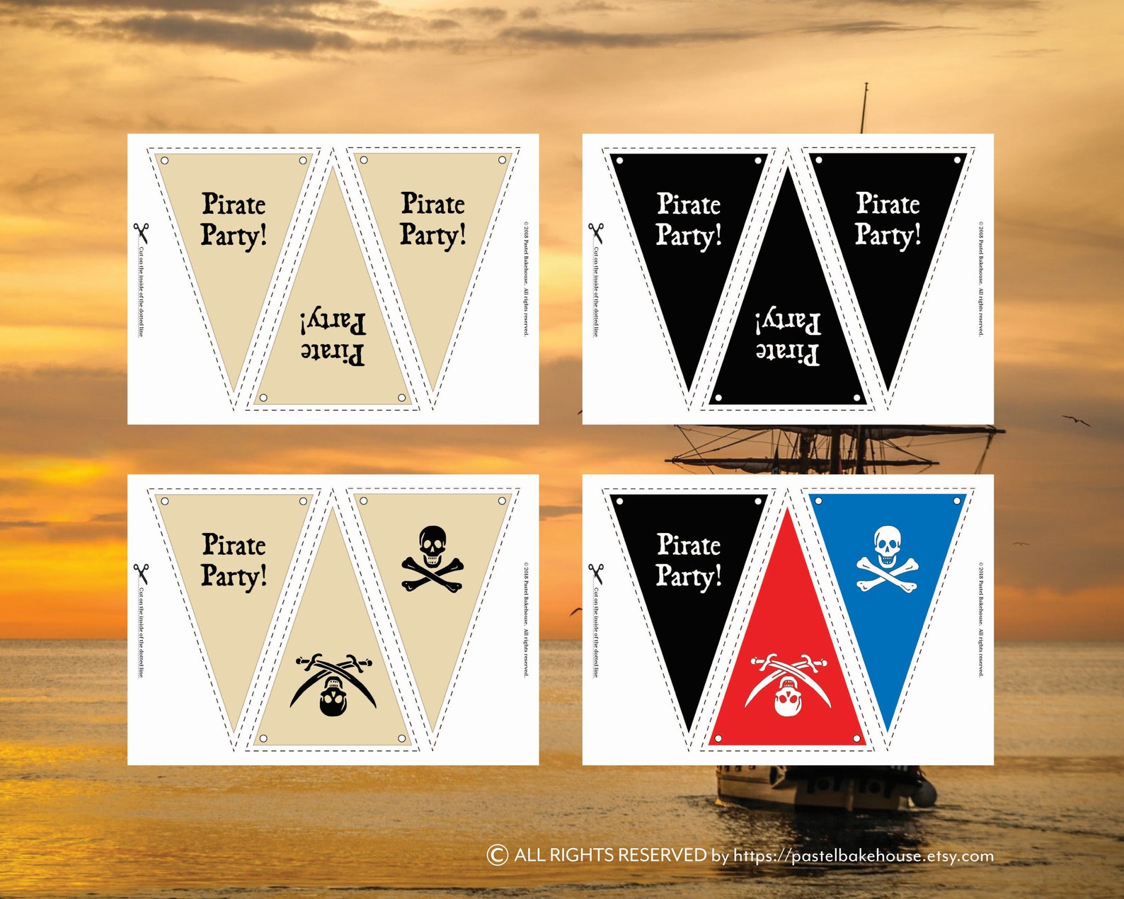 Pirate Party Bunting Printable Instant Download Pirate | Etsy