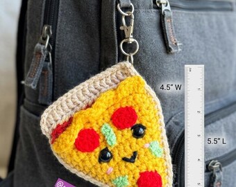 Crochet pizza keychain,  bag charm