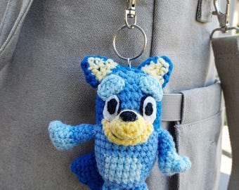Crochet bluey inspired keychain,  bag charm