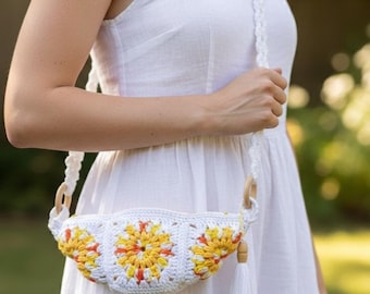 Crochet Granny Square Bum Bag: Boho Crossbody Purse