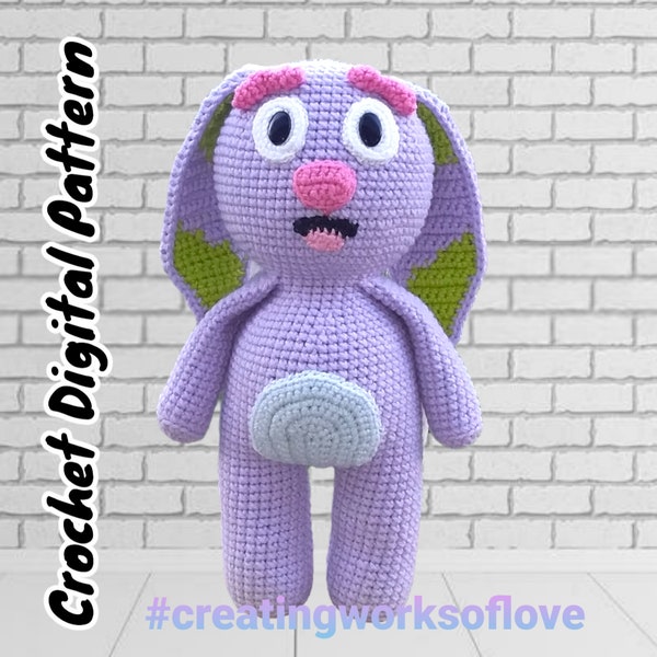 Crochet Floppy Bunny Amigurumi Pattern, Bluey, Bingo