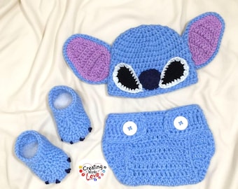 Patrón de conjunto de bebé de crochet Lilo y Stitch