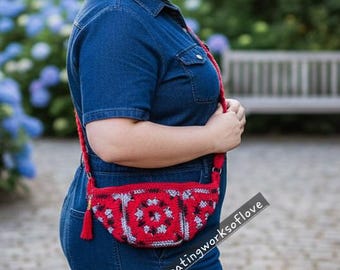 Crochet Crossbody Bag: Handmade Boho Purse with Zipper