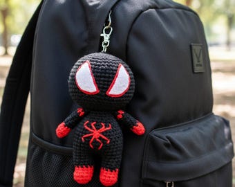 Crochet large bag charm,  keychain,  impaired by spiderman