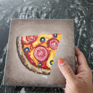 Realistic Pizza Painting on Canvas: Food Lover Gift, Ready to Hang