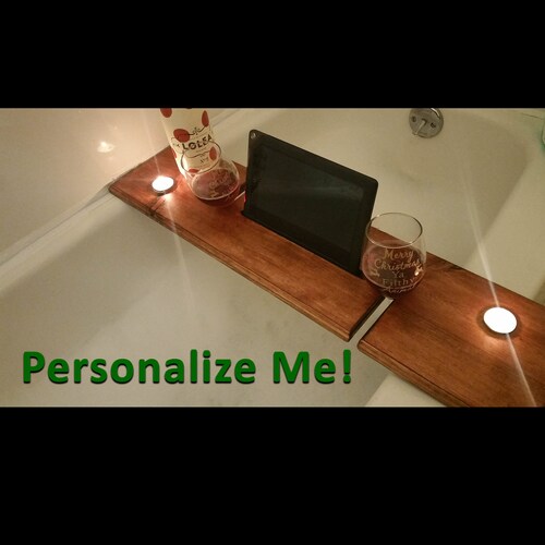 Bath Tray Caddy With Wine Glass Holder Ipad Stand and More Etsy