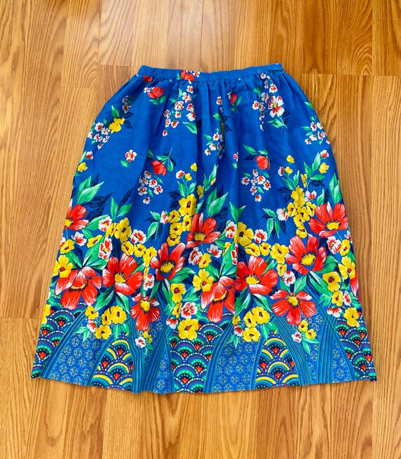 Vintage 60s Handmade Floral Retro A-Line Skirt - image 6