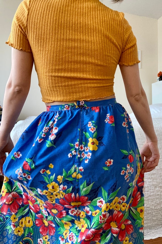 Vintage 60s Handmade Floral Retro A-Line Skirt - image 3